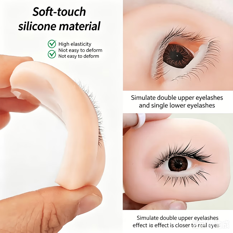 Eyelash Extension Doll Eye - 1/3 Layers Lashes Reusable Mannequin Eyes
