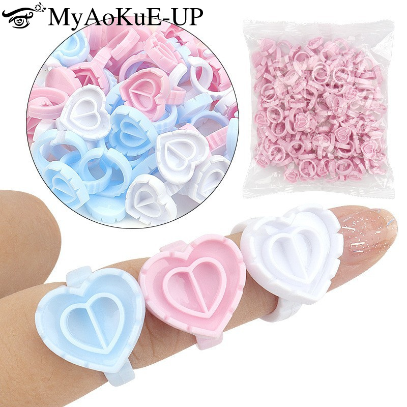 100Pcs Disposable Glue Ring Ho - Eyelash Extension Jakarta recension och pris